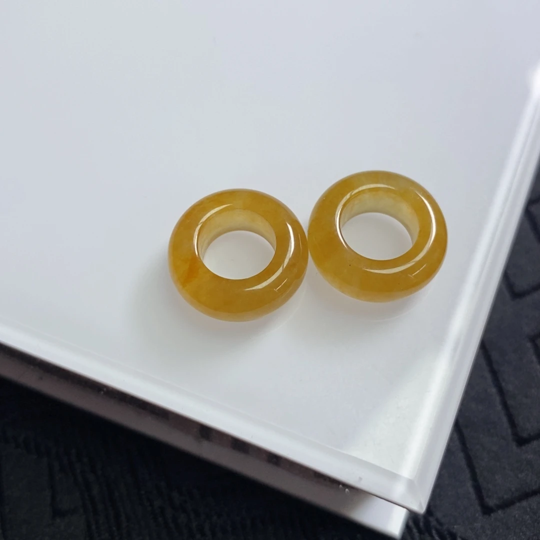 翡翠未镶嵌耳饰高冰蜜糖黄翡轮胎圈