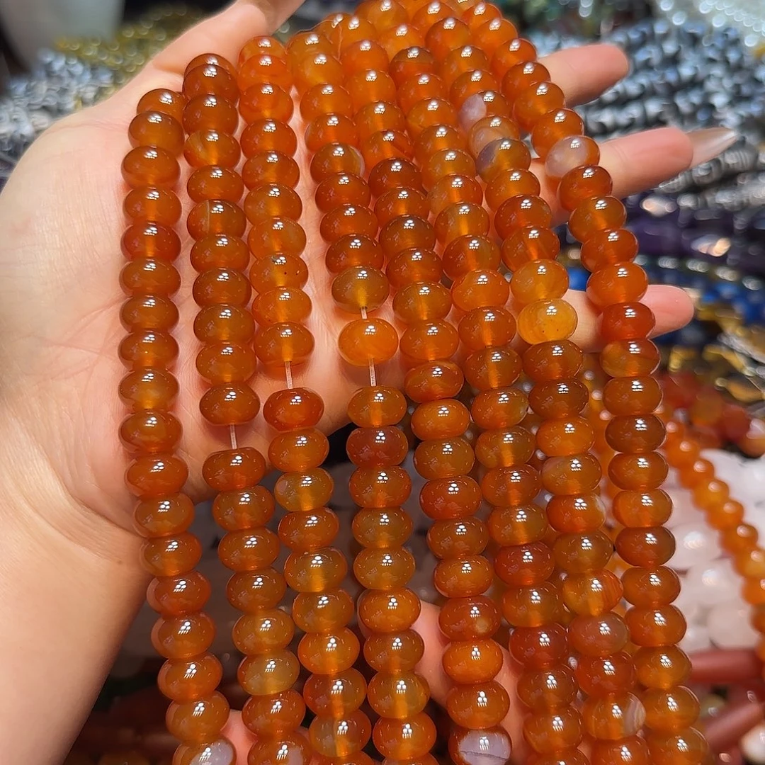 玛瑙/玉髓未镶嵌珠宝半成品12mm红玛瑙算盘一条