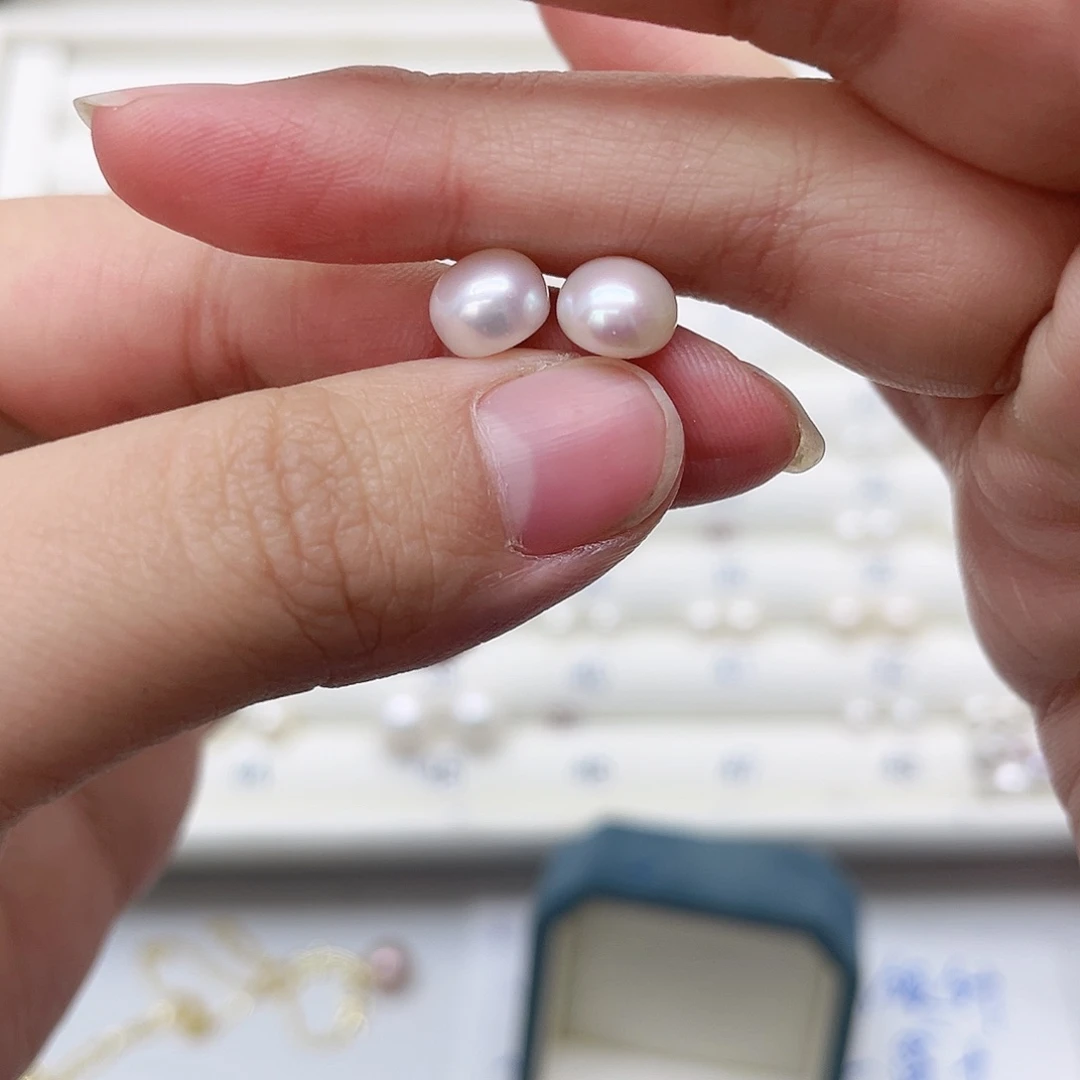 淡水珍珠耳饰银S925镶嵌随*