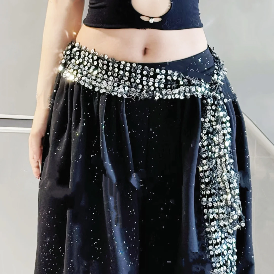 新款自制爵士舞满天星屁帘舞蹈腰搭kpop腰巾配饰街舞潮流腰链