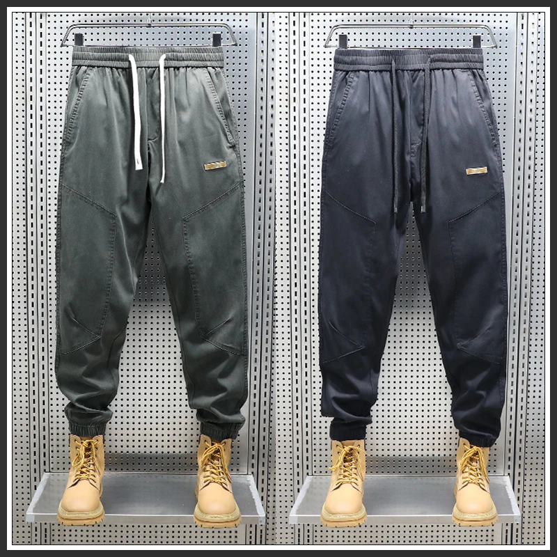奥派鲨2025春夏季宽松复古男款束脚薄款长裤透气潮流百搭休闲裤