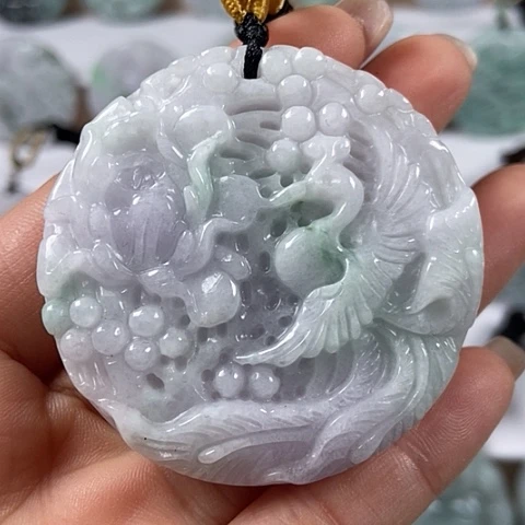 翡翠颈饰未镶嵌凤穿牡丹两面工福利