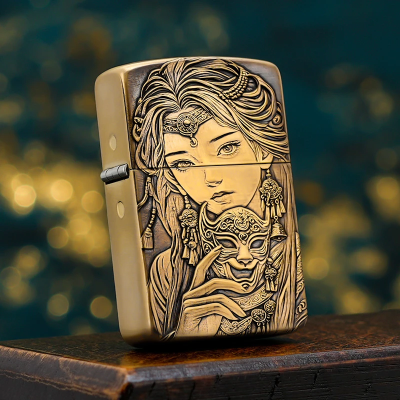 ZORRO浮雕面具女孩煤油防风打火机送男女生日礼物七夕情人节礼品