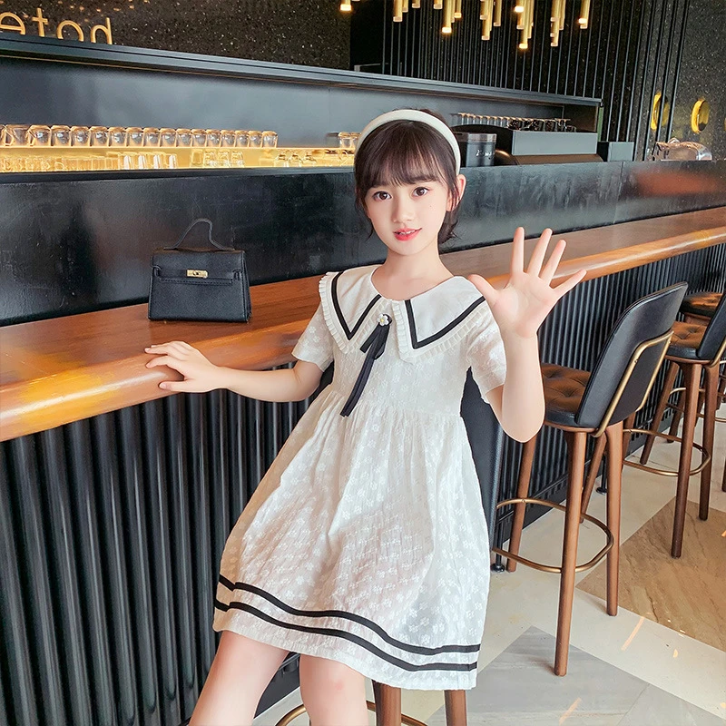 女童碎花连衣裙夏季气质娃娃领儿童公主裙雪纺女孩洋气沙滩裙薄款