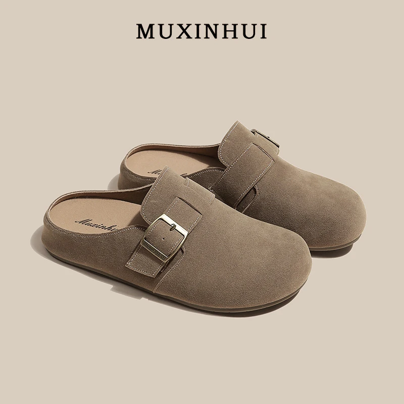 【木欣慧】复古包头勃肯鞋女2025秋季新款一脚蹬懒人鞋勃肯半拖7280