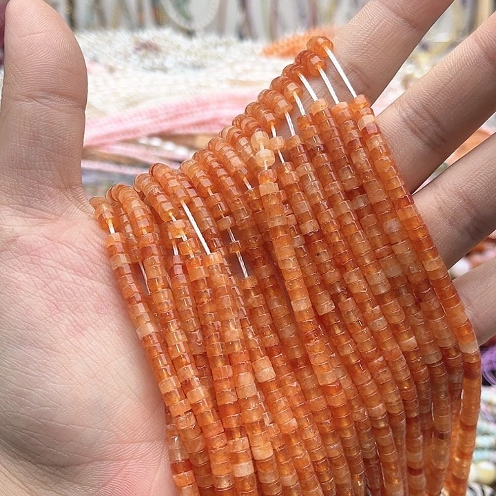 玛瑙/玉髓珠宝半成品未镶嵌一条4/2mm左右红东陵直切