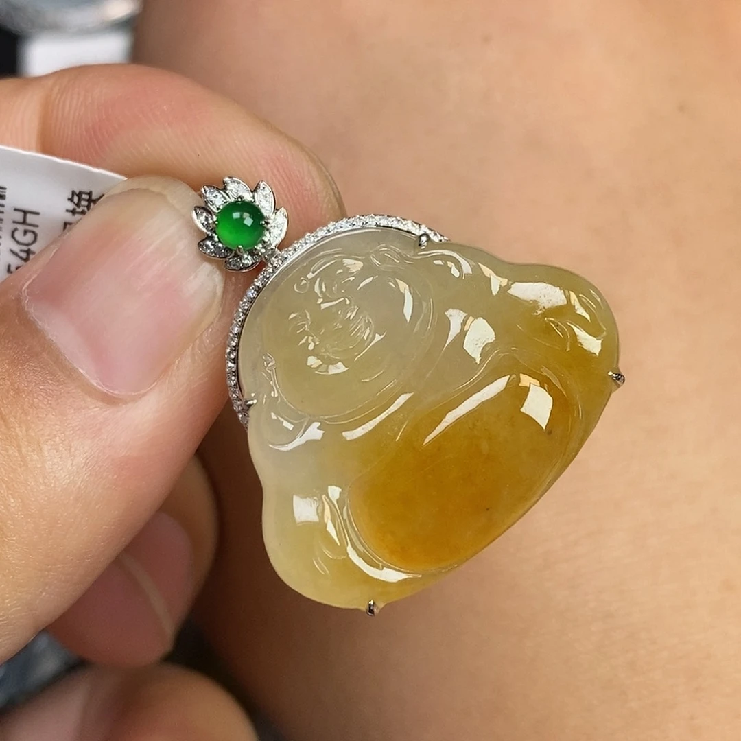 翡翠18K金镶嵌颈饰M****?佛公