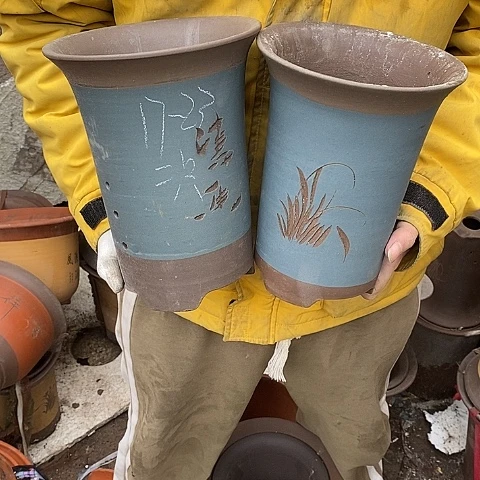 紫砂中国李新紫砂花盆，