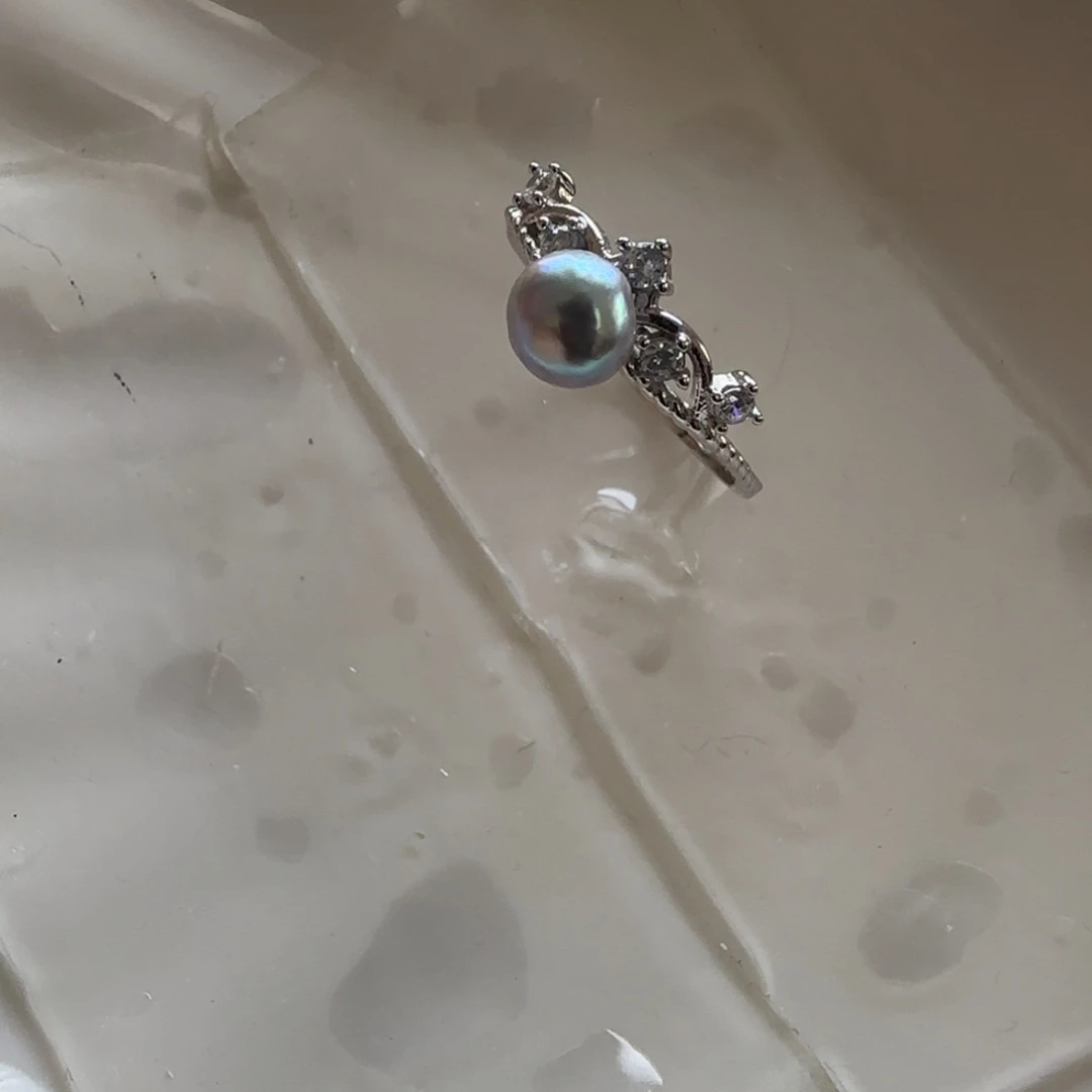 银S925镶嵌戒指海水珍珠