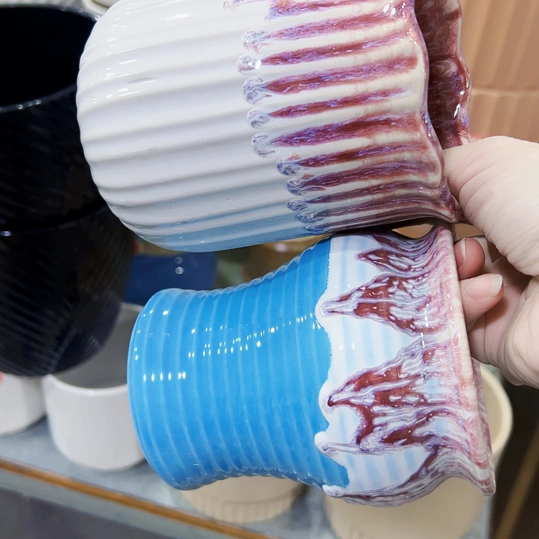 有孔外贸尾单陶瓷花盆凑单10米包邮