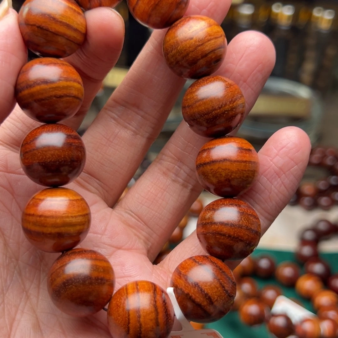 黄花梨/降香黄檀手串/手链1.8虎皮纹糠梨新料