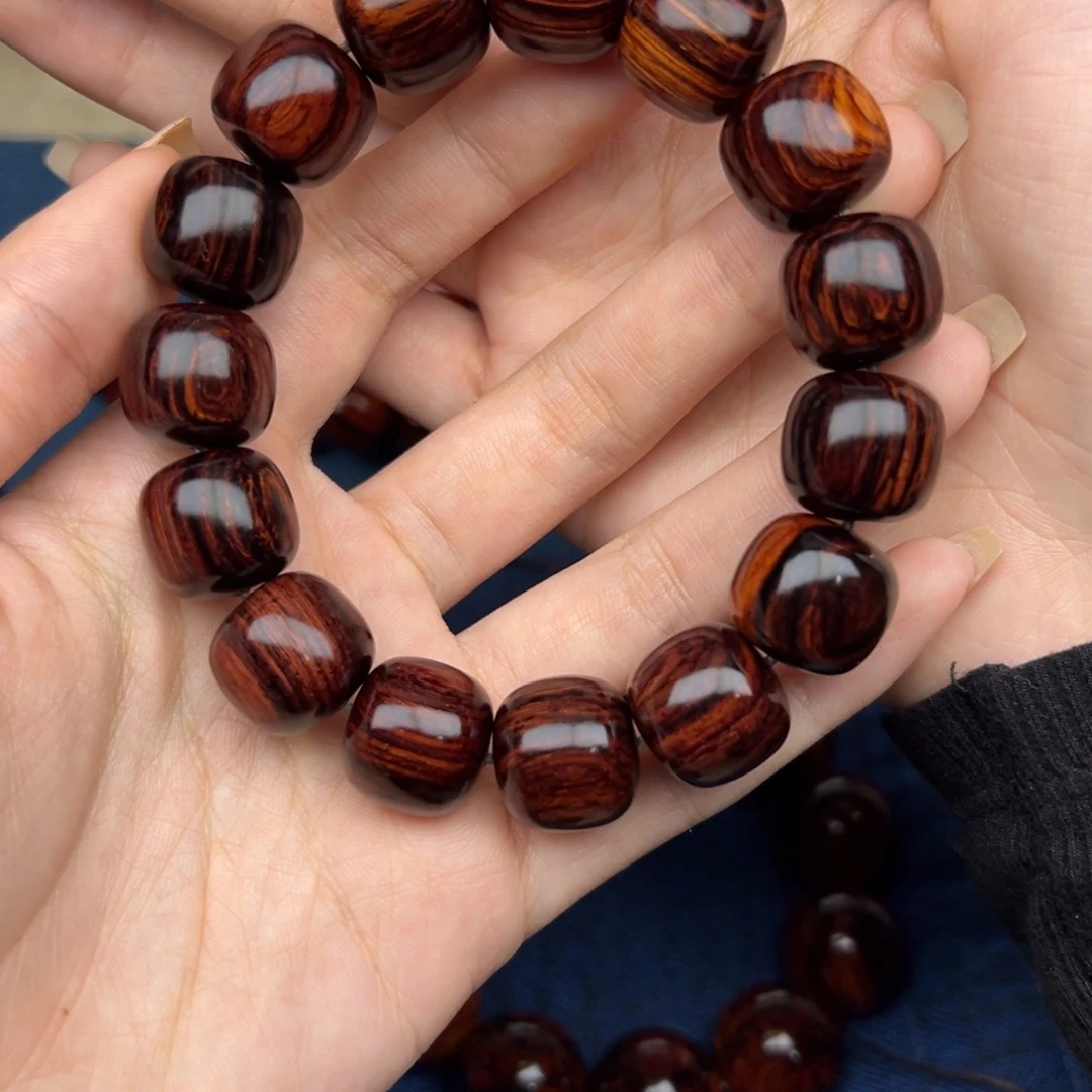 l***e花梨木类手串/手链红降1516老型黑金满油单圈050