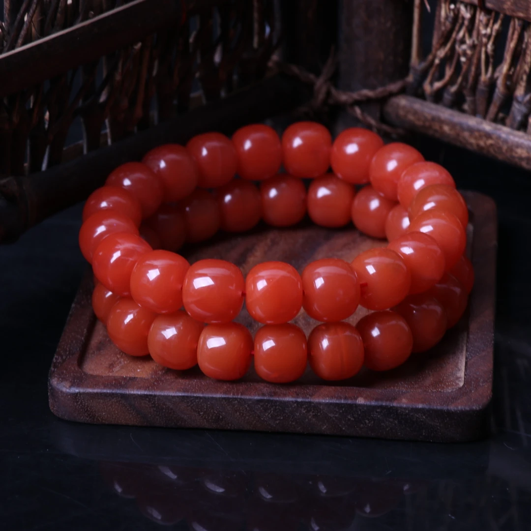【蚂蚁珠宝】保山滴水洞南红玛瑙11mm左右老型珠手串一条n761