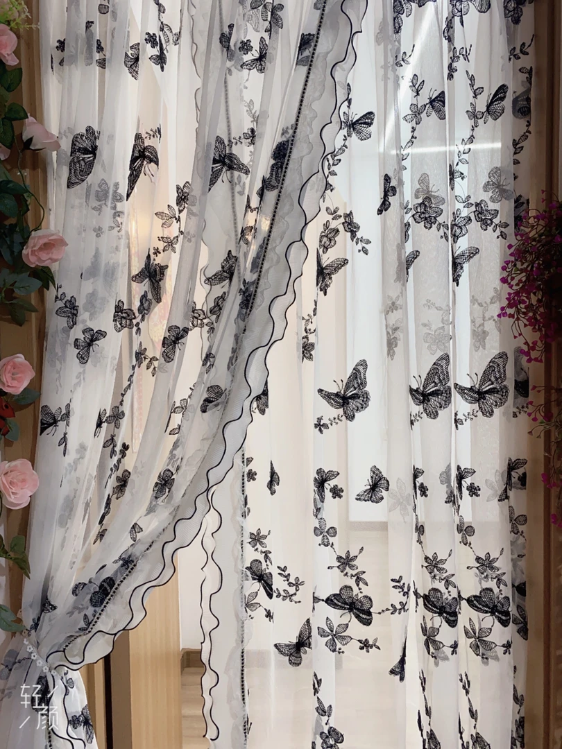【王姐姐专属】赫本风黑蝴蝶刺绣浪漫法式门窗隔断帘