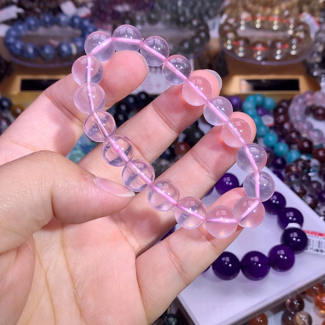 水晶手链未镶嵌10.8mm莫粉水晶