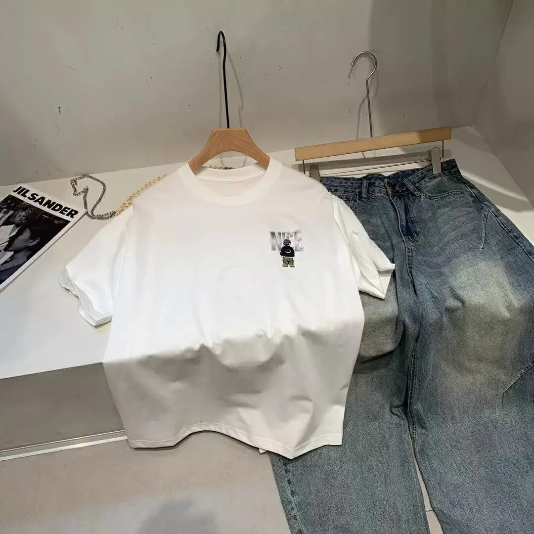 男士休闲短袖潮男白色情侣夏季半袖宽松潮流时尚百搭春夏ins圆领