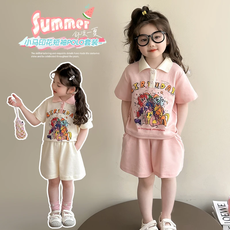 女童夏季短裤短袖套装1-10岁女宝宝洋气时髦小女孩卡通休闲夏装潮
