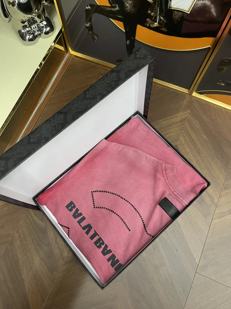 【高端潮牌】水洗炒色字母双C钉珠款百搭短袖6009