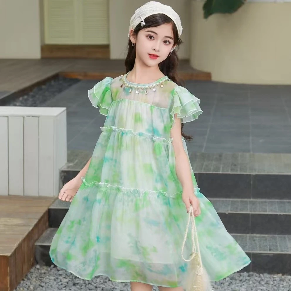 公主裙女夏季蛋糕裙休闲风连衣裙洋气韩版中大童夏装裙子夏款