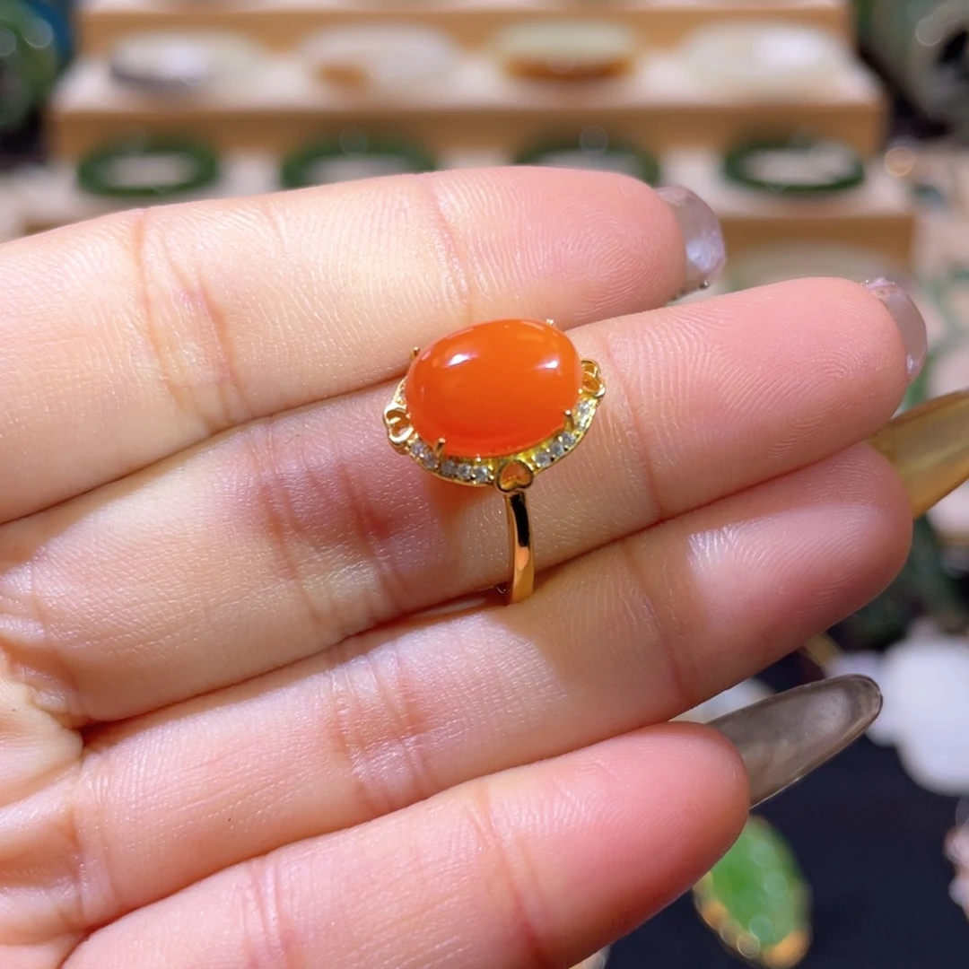 南红玛瑙高品南红戒指银S925镶嵌