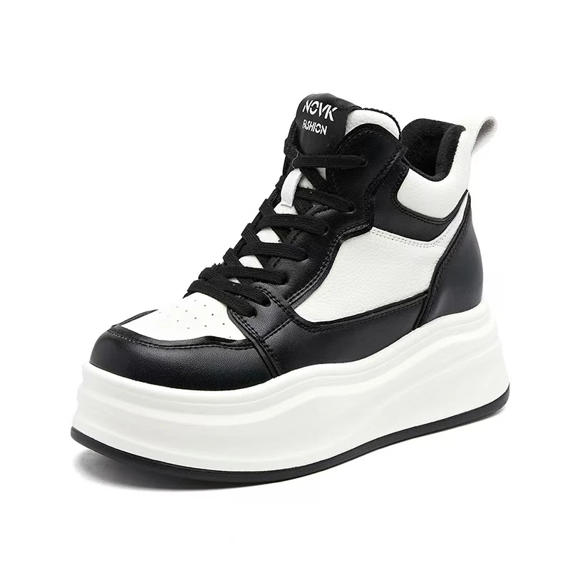 巴巴克大叔真皮时尚高帮春夏百搭2024潮流休闲厚底6公分小白鞋