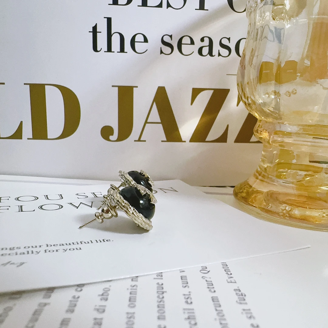 铜合金耳饰 4573 黑色时尚气质耳钉