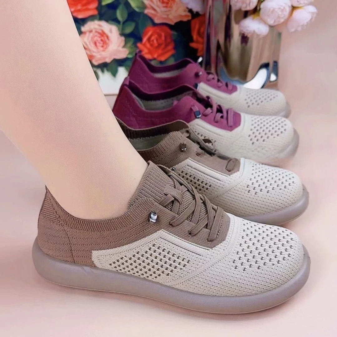 2025新款女鞋老北京布鞋平底网面单鞋舒适透气休闲运动健步妈妈鞋