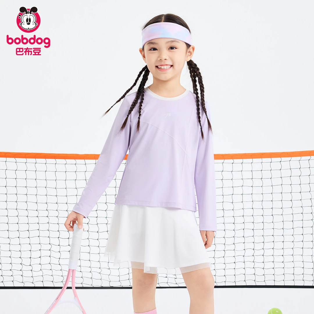 巴布豆2026夏装新款 女童防紫外线微弹圆领套头冰感防晒长袖T恤