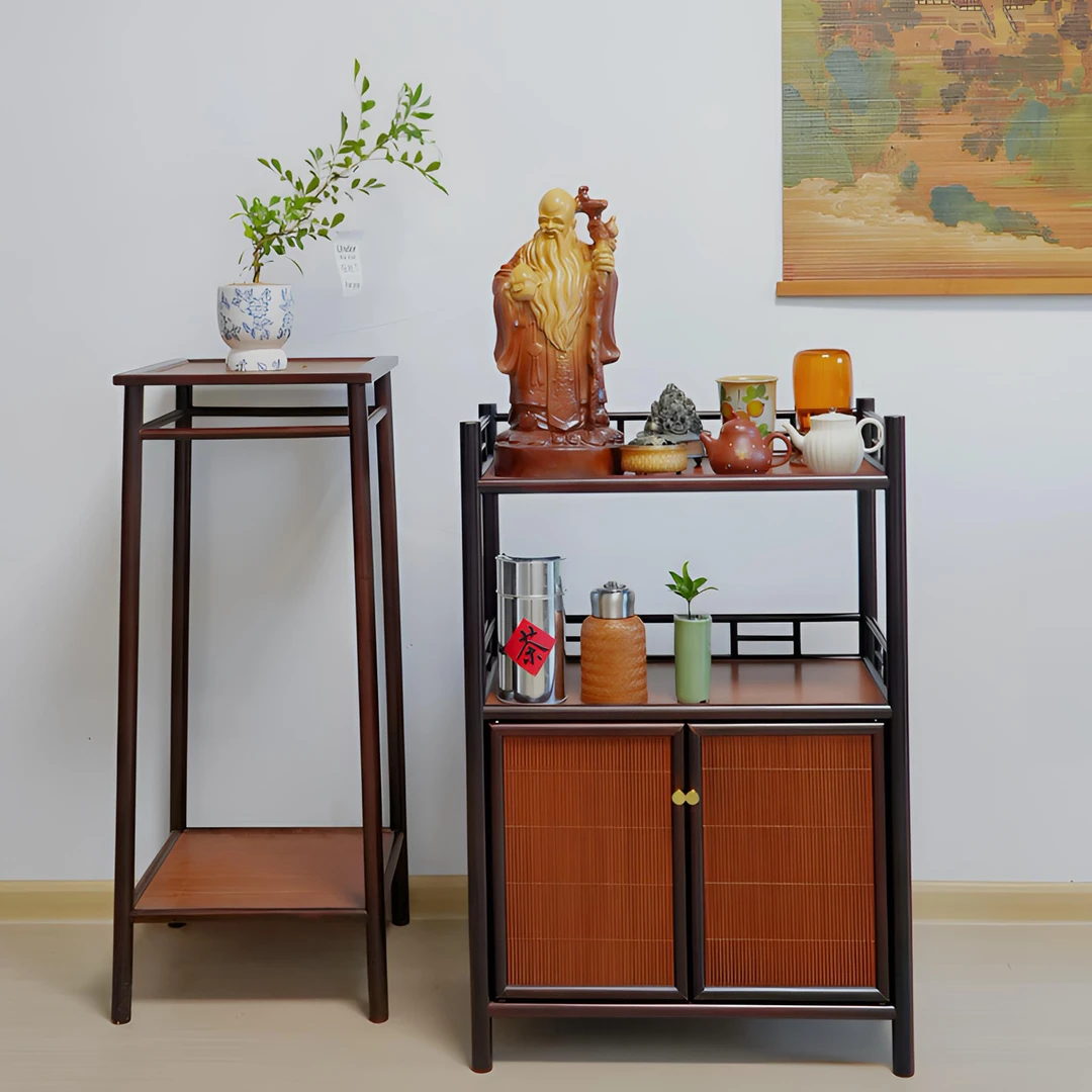 若水大号收纳柜子竹编陶瓷家用茶具茶室置物多功能中式简约手工