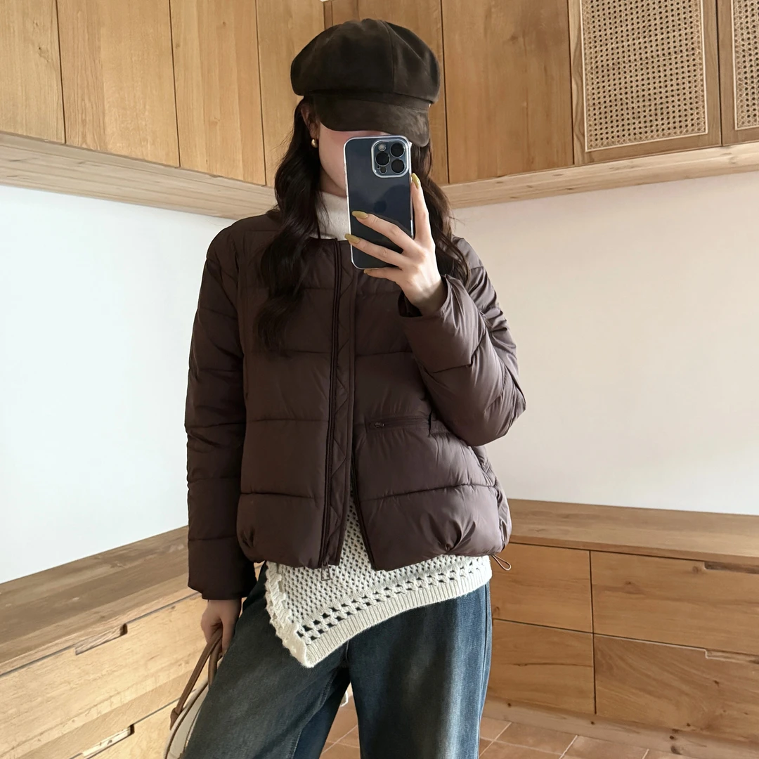 圆领棉服女时尚外套2025冬季百搭新款棉衣短款学院风面包服小个子