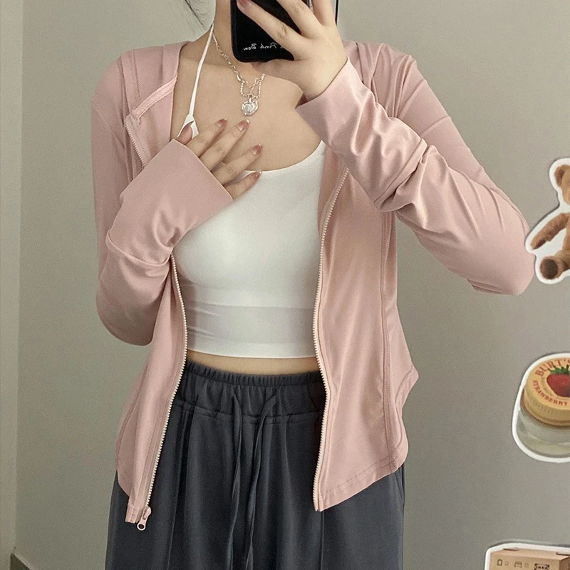 夏季冰丝薄款透气连帽外套上衣遮阳户外服装黑色裤子夏季薄款女