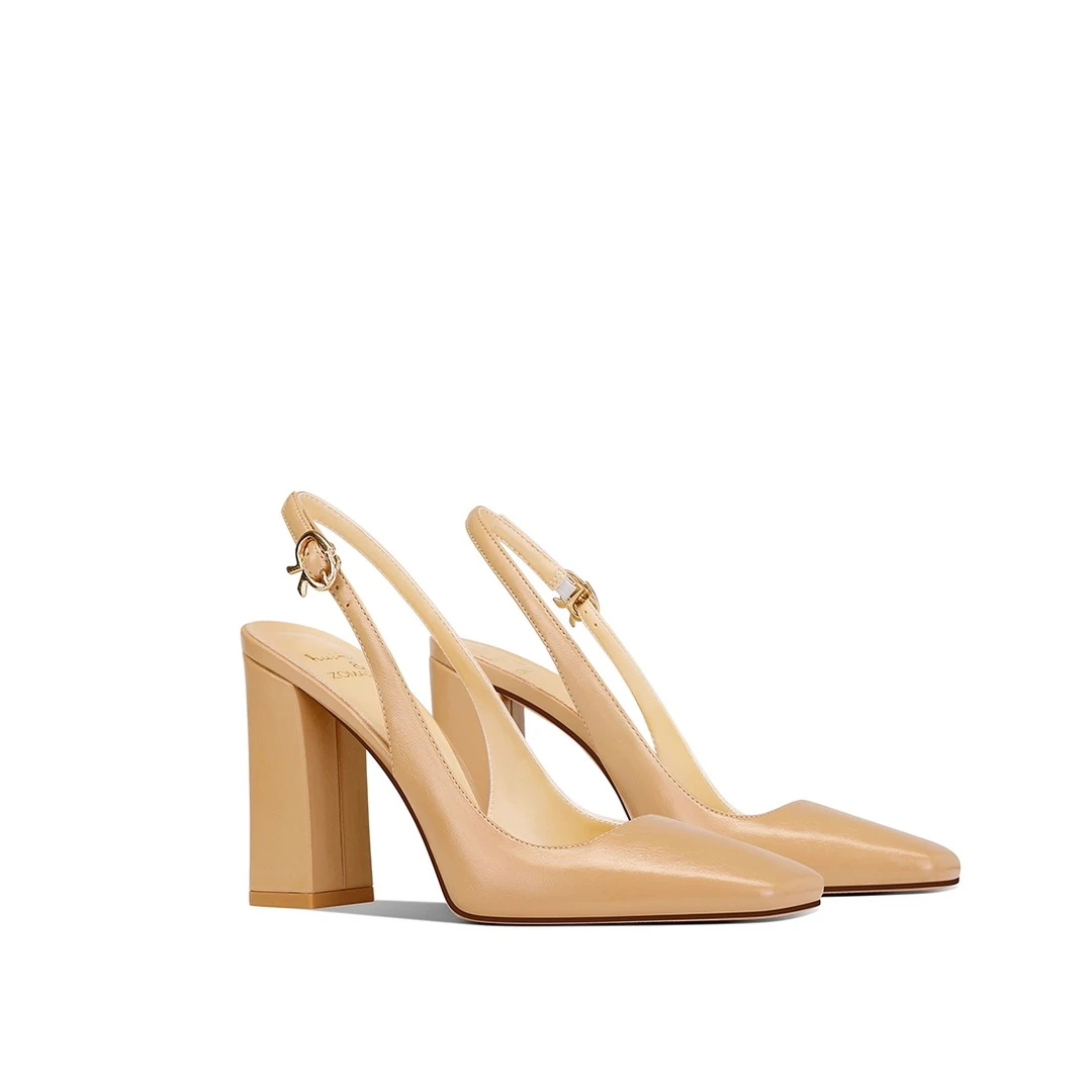 法式玛丽珍秋冬新款粗跟高跟鞋气质包头裸色百搭洋气单鞋不累脚