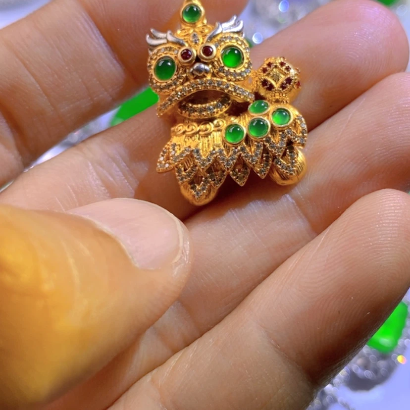 【闪购商品】银S925镶嵌把件翡翠天然翡翠