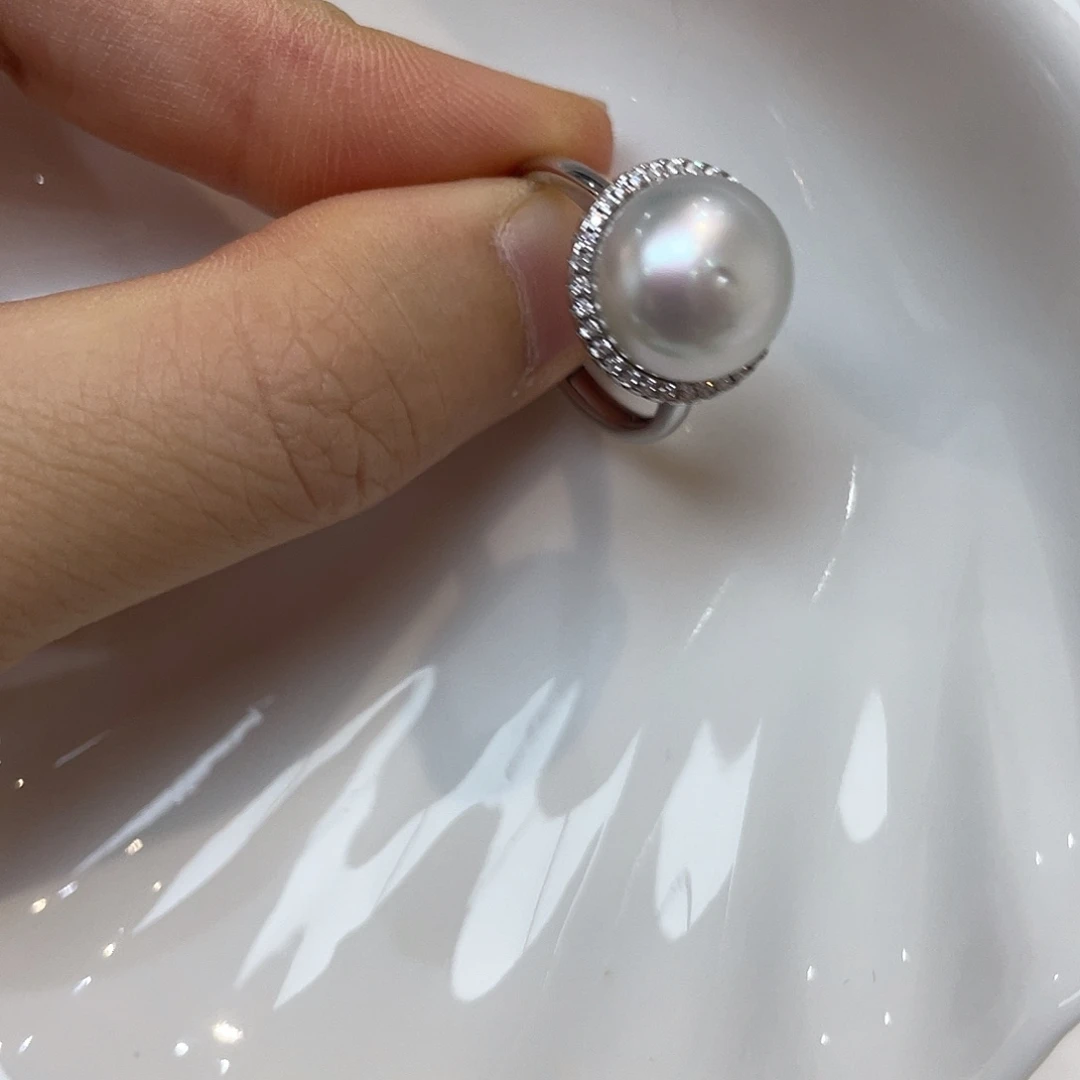 银S925镶嵌戒指海水珍珠