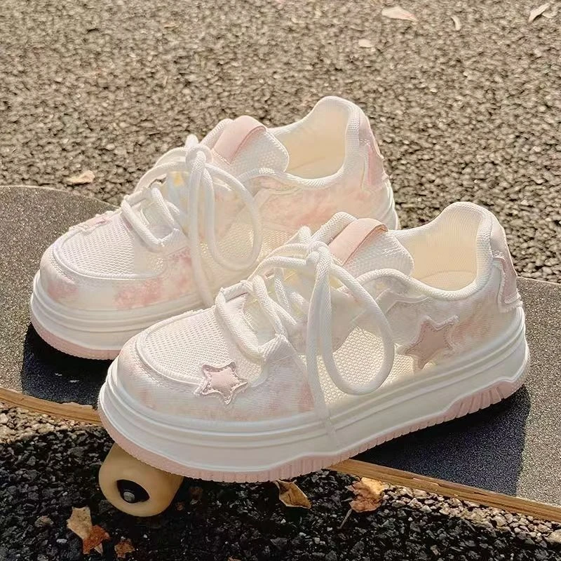 ABC女童运动鞋2025夏季新款初中生女孩板鞋中大童小白鞋单鞋网鞋