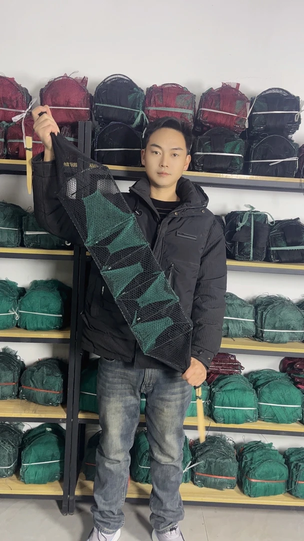 尼龙网黑色无结中四门折叠渔网黄鳝泥鳅捕捞专用三门捕鱼笼