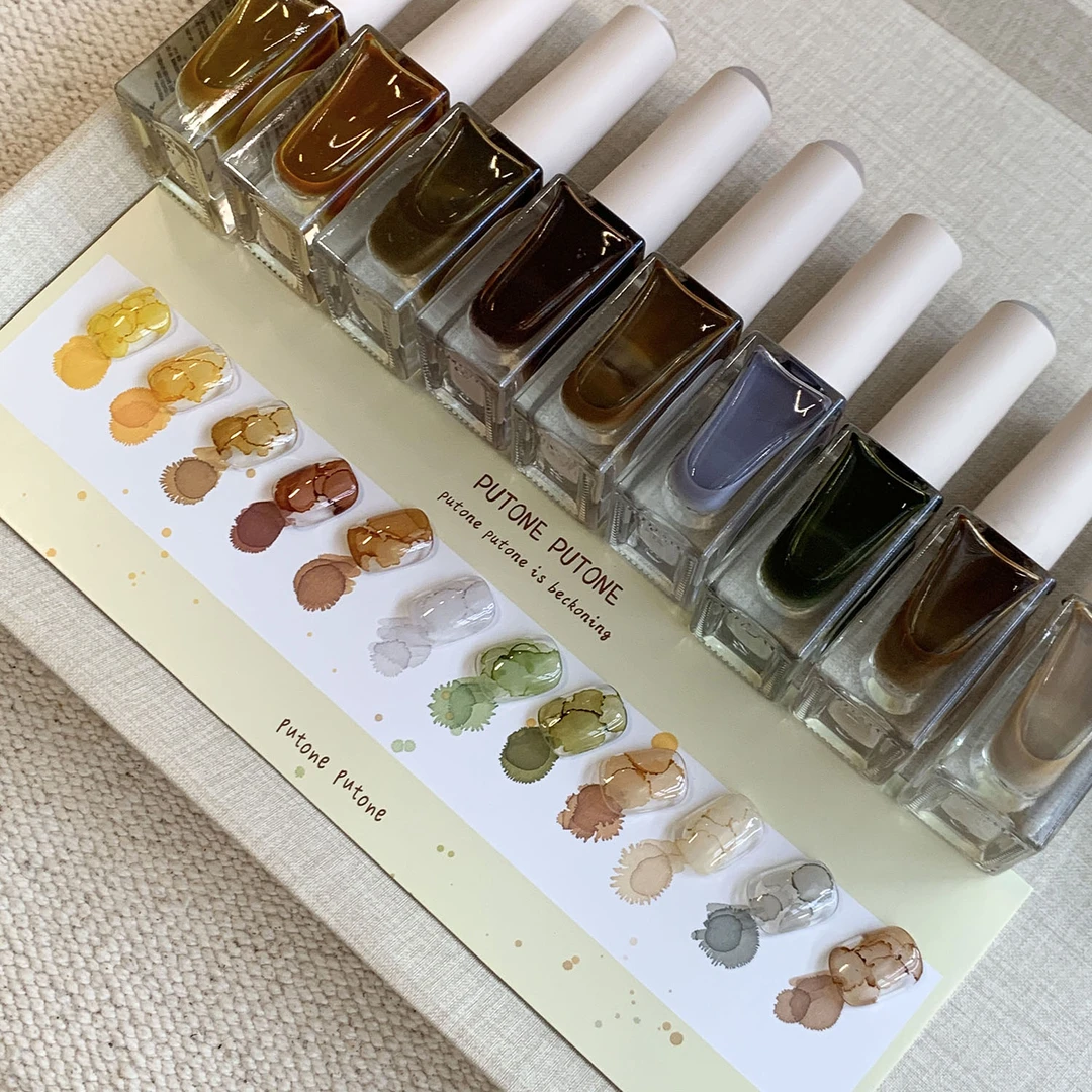 PutonePutone美甲晕染液专用水彩液透明金属珠光白色金色快速自干