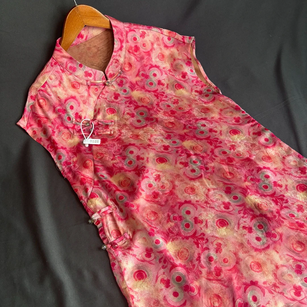 【虞美人】奥黛新中式套头斜襟复古绣花暗纹提花2025国风新中式女装