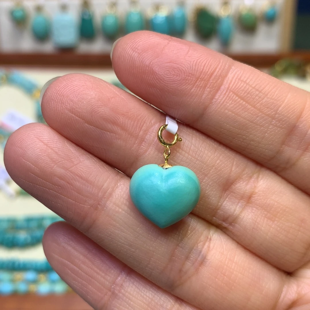 绿松石挂件18K金镶嵌