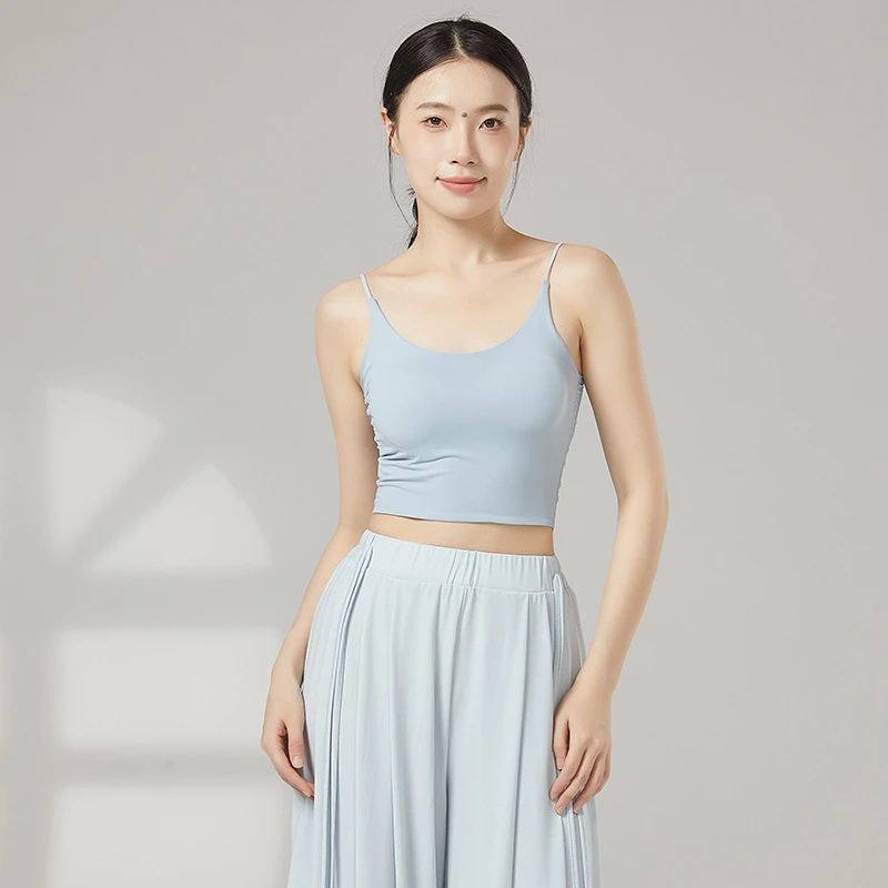 无痕吊带背心运动文胸带胸垫舞蹈服练功服女成人瑜伽舞蹈民舞裤
