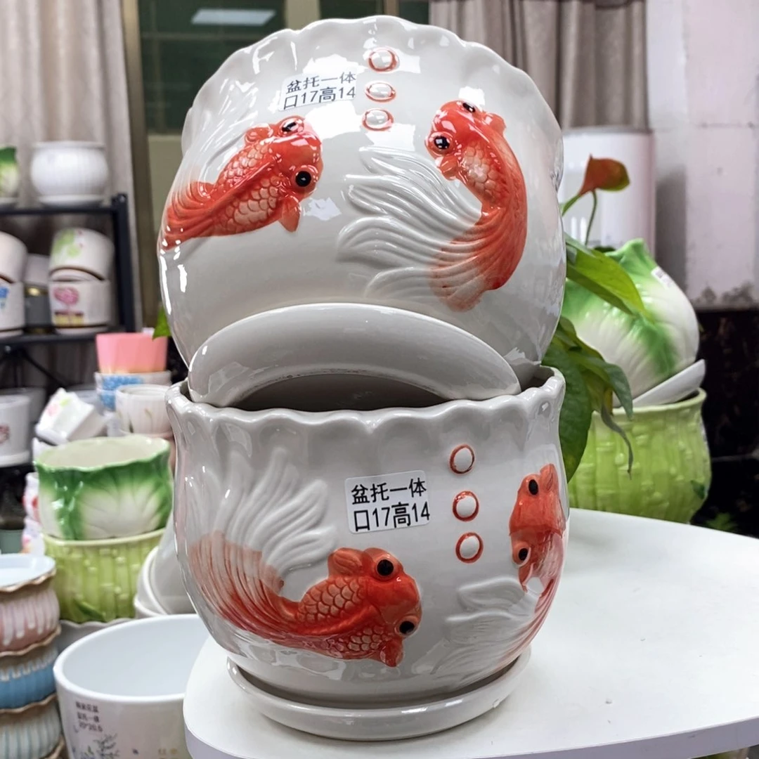 陶瓷@陶瓷花盆@@如鱼得水大号