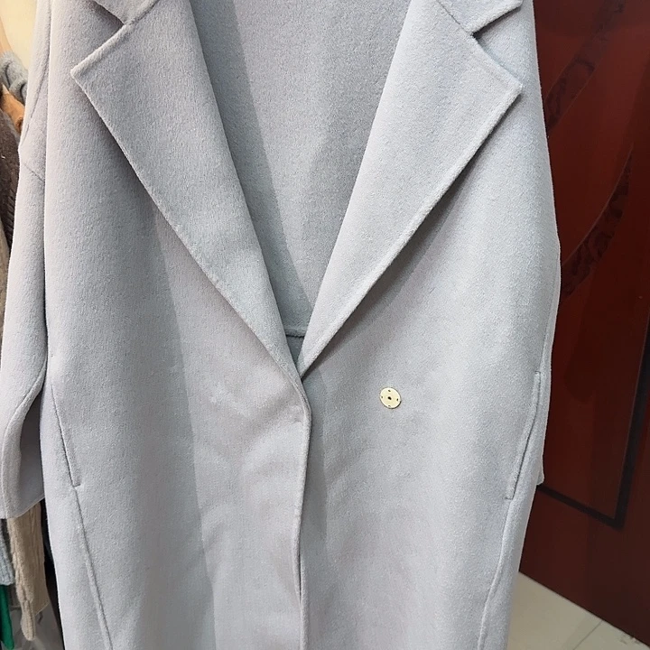 S尺码纯羊毛大衣灰驼色