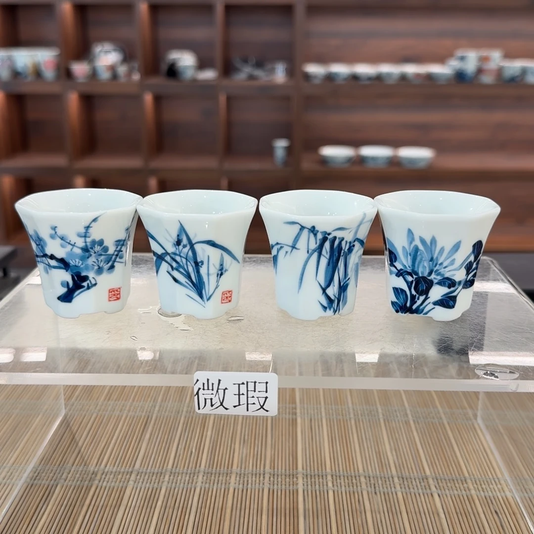 釉下手绘茶具微瑕