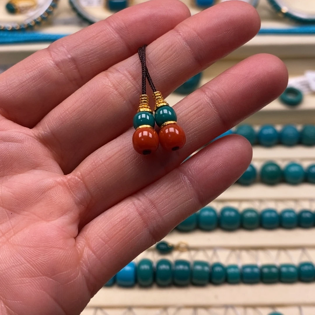 绿松石18K金镶嵌珠宝奇石直径6➕弟子珠