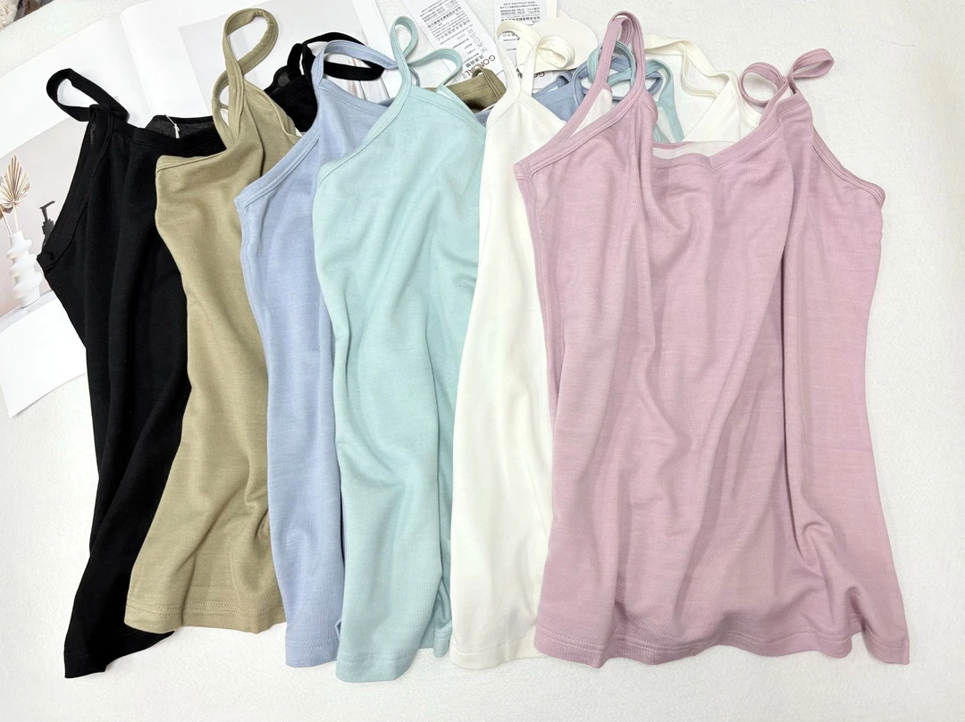 美丽姐的软糯蚕丝V领吊带372