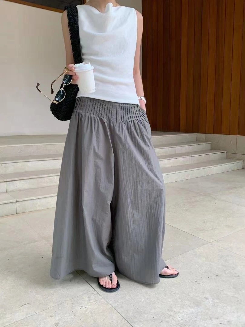 福秒-细打褶大廓形的、百搭休闲阔腿裤（MF089#）M.FIVE