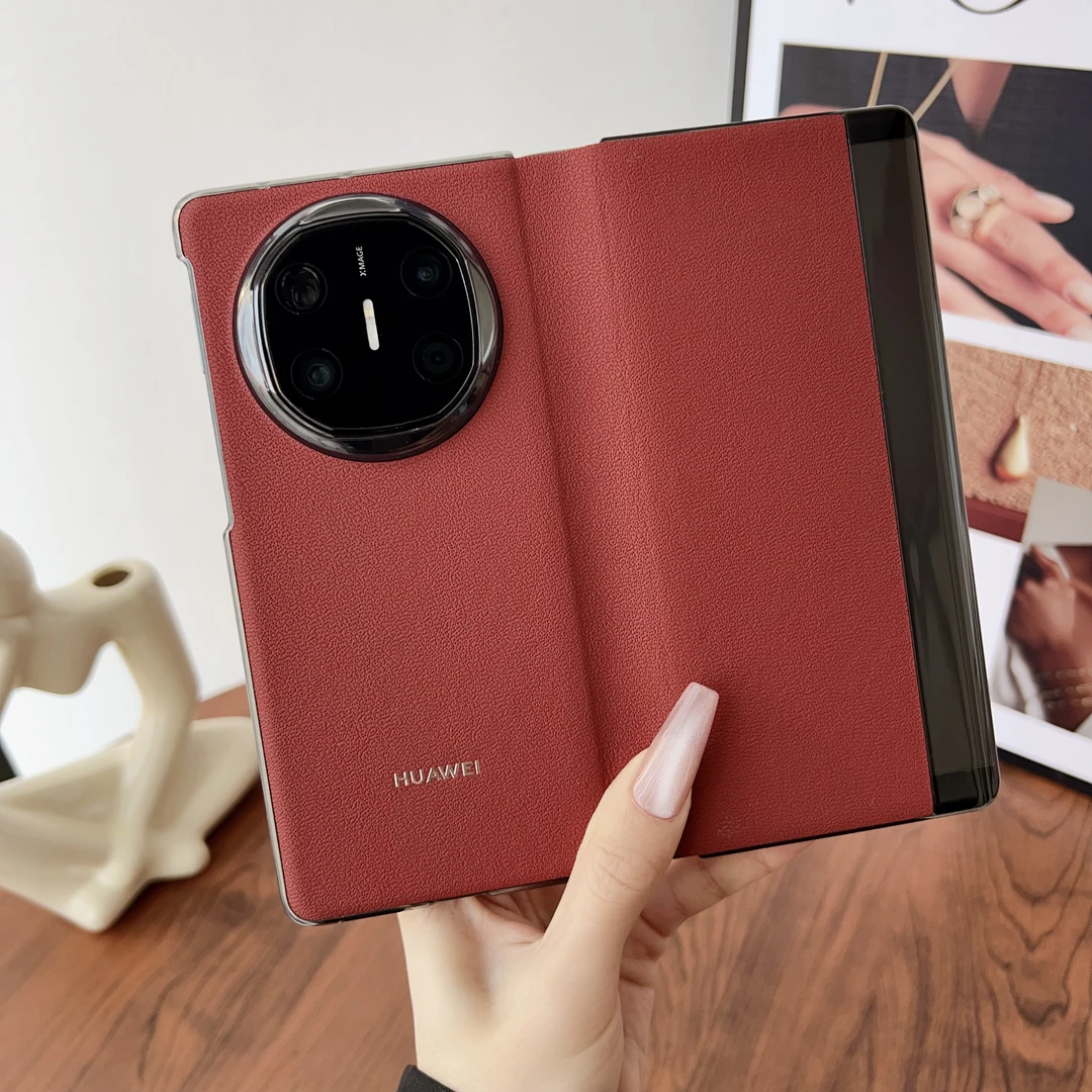 适用华为MateX6手机壳真皮高档x6翻盖式保护套牛皮典藏版智能视窗