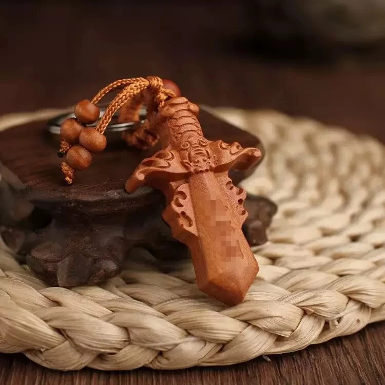 钥匙扣桃木钥匙扣雕刻挂件蛇年男女汽车手工创意挂饰品礼品