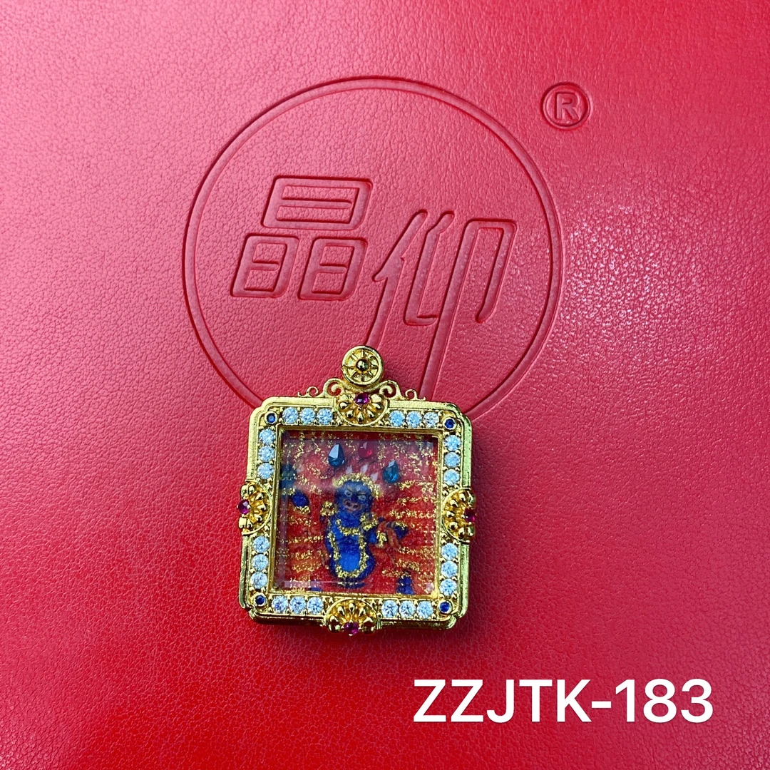 晶仰合金吊坠 ZZJTK-183精品大黑天方壳手工砂唐卡