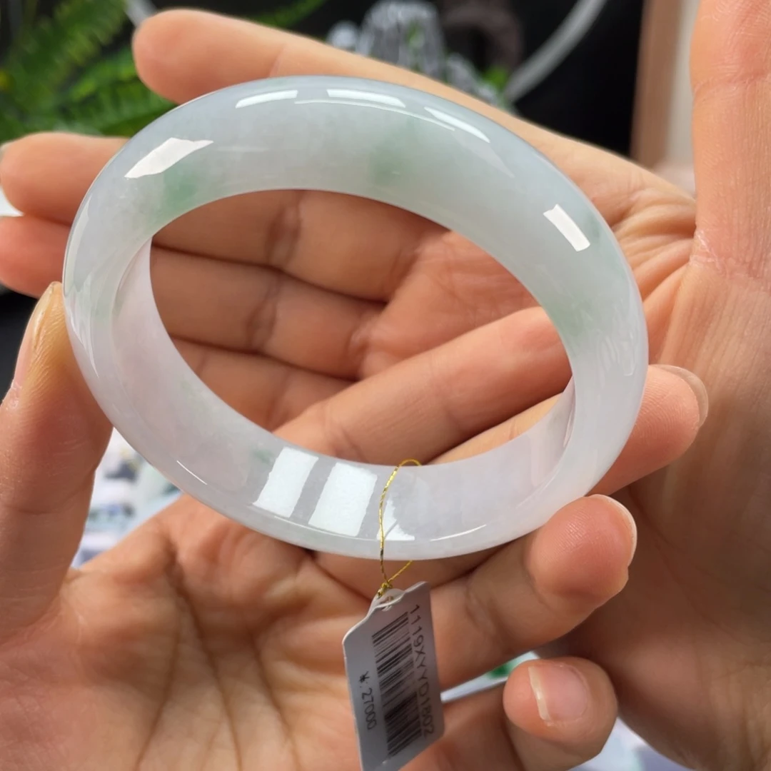 翡翠手镯未镶嵌奶**妹宽版飘花正圈